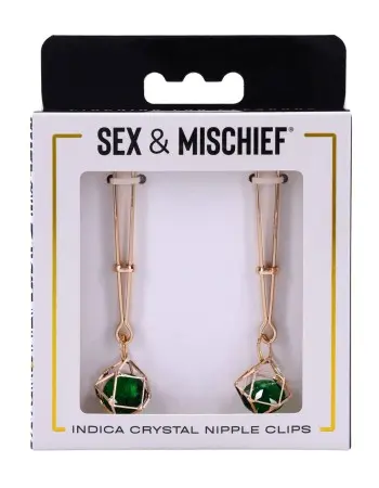 Indica Crystal Nipple Clips - Green