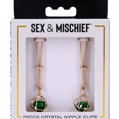 Indica Crystal Nipple Clips - Green
