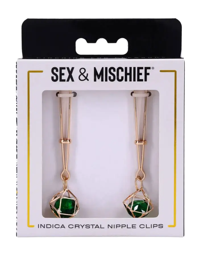 Indica Crystal Nipple Clips - Green