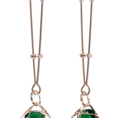 Indica Crystal Nipple Clips - Green