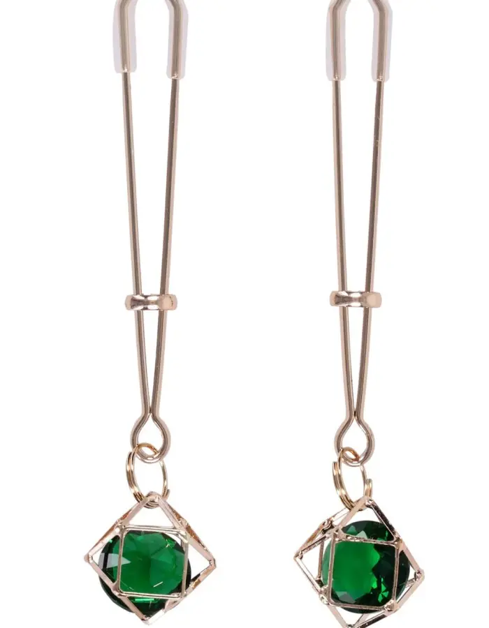 Indica Crystal Nipple Clips - Green