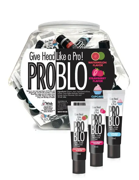 Pro Blo Oral Pleasure Gel Pop Display 66ct - 10ml Tubes: 3 Flavors