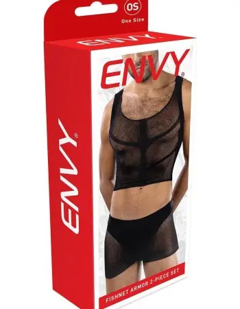 Fishnet Armor 2 Piece Set - Os - Black