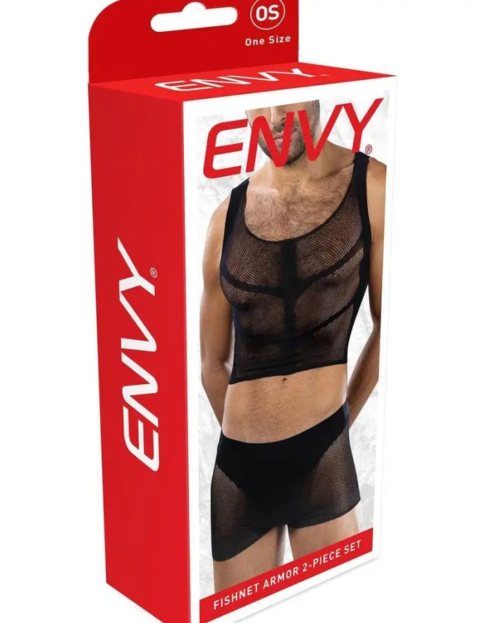 Fishnet Armor 2 Piece Set - Os - Black