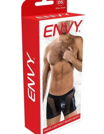 Sheer Contrast Boxer Briefs - Os - Black