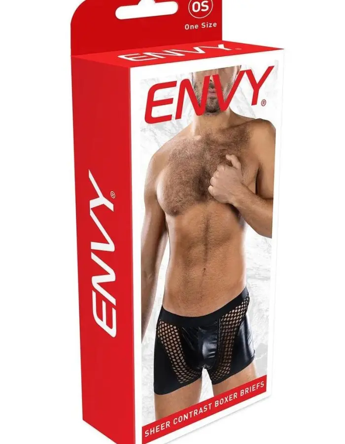 Sheer Contrast Boxer Briefs - Os - Black