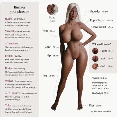 Doll Kiara Powered Chocolate 5ft 3"-Enhanced