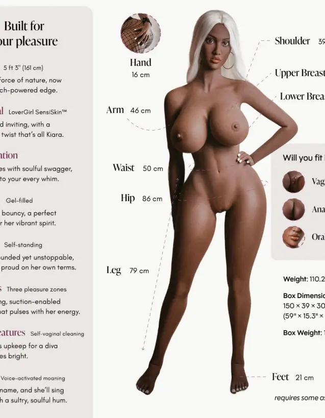 Doll Kiara Powered Chocolate 5ft 3"-Enhanced