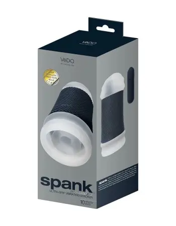 Spank Rechargeable Ultra-Grip Vibrating Stroker - Clear
