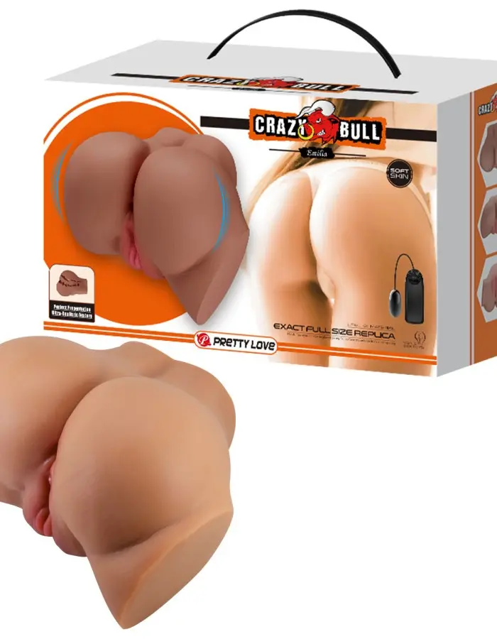 Emilia Realistic Vagina and Ass Vibrator - Tan