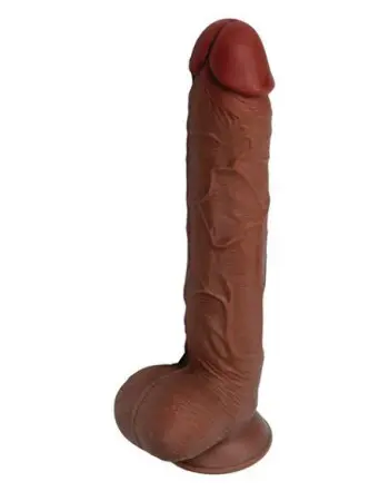 Real Skin 11 Inch Dual Layer Dong Lt Brown