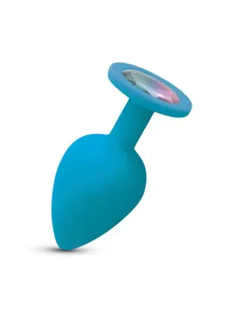 Gemma Clear Iridescent Gem Teal Silicone Plug - L