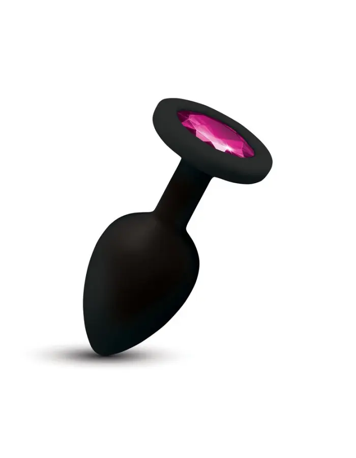 Gemma Pink Gem Black Silicone Plug - Small