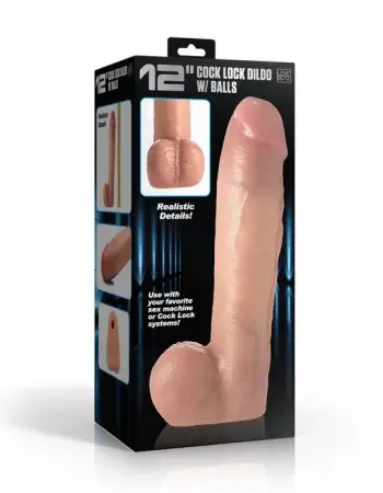 12" Cock Lock Dildo With Balls - Light