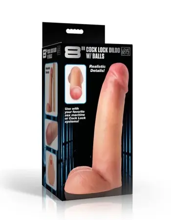 8" Cock Lock Dildo With Balls - Light