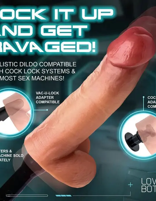 8" Cock Lock Dildo With Balls - Light