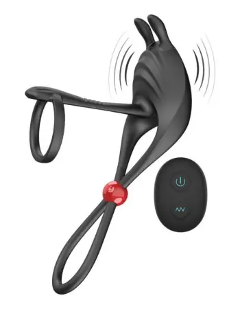 Cockpower Remote Control Cockring and Ball Cinch - Black