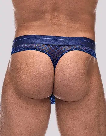 Diamond Mesh Thong - Navy - L/xl