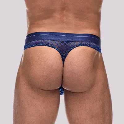 Diamond Mesh Thong - Navy - L/xl