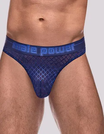 Diamond Mesh Thong - Navy - L/xl