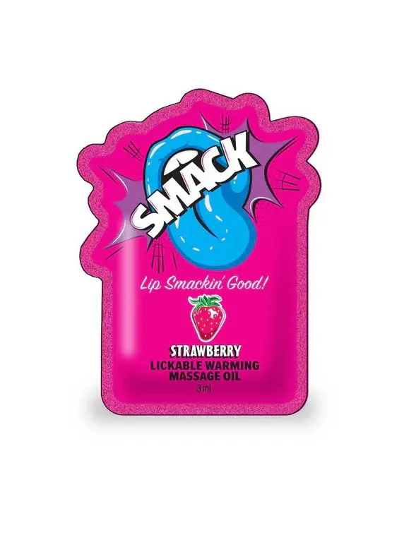 Smack Lickable Massage Oil, 3ml Pouch Display 36pc - Strawberry