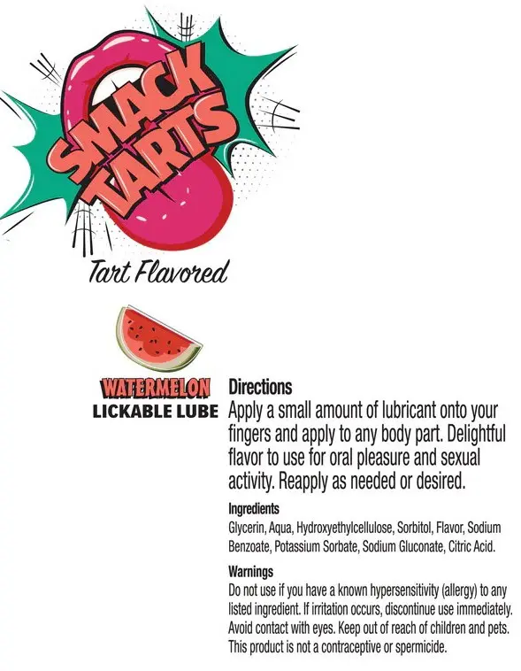Smack Tarts Lube 3ml Pouch Display 36pc - Sour Watermelon