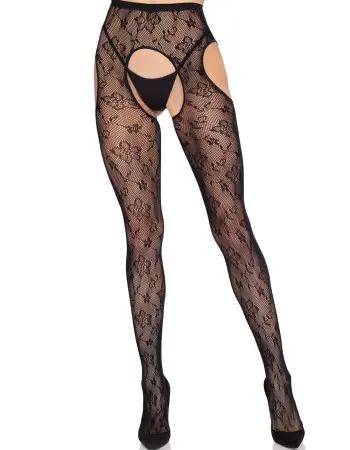 Bloom Net Suspender Tights - Os - Black