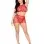 2 Pc Net and Lace Crop Top and Matching Boy Shorts - Os - Red