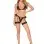 2 Pc Lace and Sheer Bra Top and Ruffle Garter Panty - Small - Black