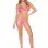 2 Pc Rhinestone Heart Fishnet Bra Top and G-String - Os - Neon Pink