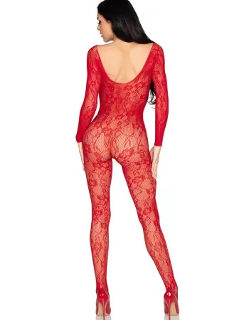 Lace Lingerie Jumpsuit - Os - Red