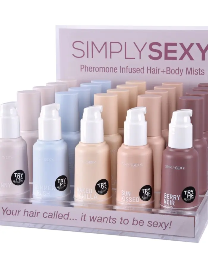Simply Sexy Pheromone Hair and Body Mist Acrylic Display With Testers 26pc