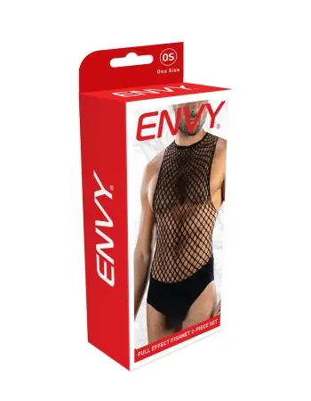 Envy Full Effect Fishnet 2 Piece Set Os - Black