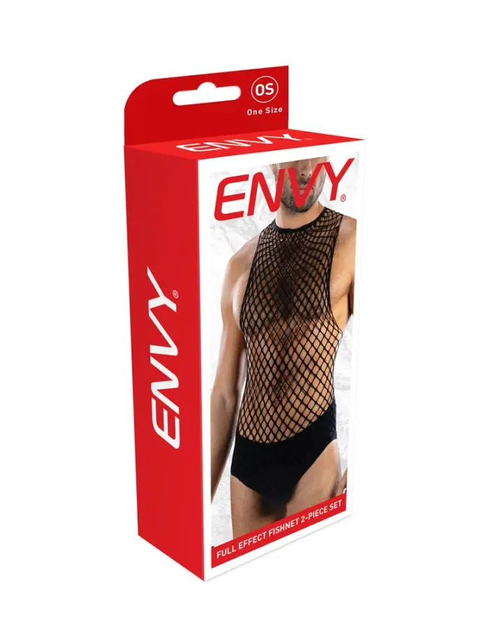 Envy Full Effect Fishnet 2 Piece Set Os - Black