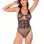 Rhinestone Floral Fishnet Bodysuit - OS - Black