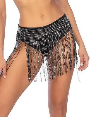 Glam Fringe Belt - Os - Black