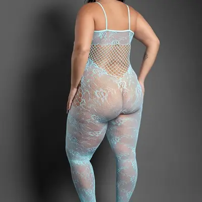 Dream of Me Footless Open Crotch Bodystocking - Queen - Light Blue