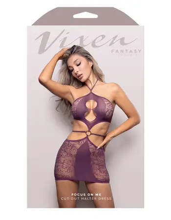 Focus on Me Cut-Out Halter Dress - OS - Purple Wisteria
