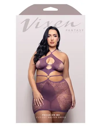 Focus on Me Cut-Out Halter Dress - Queen - Purple Wisteria