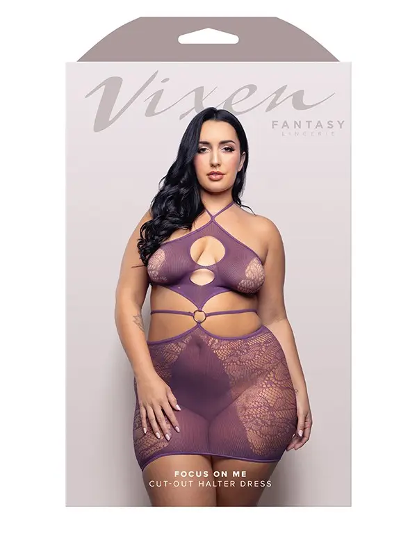 Focus on Me Cut-Out Halter Dress - Queen - Purple Wisteria