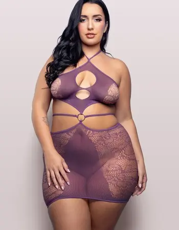 Focus on Me Cut-Out Halter Dress - Queen - Purple Wisteria