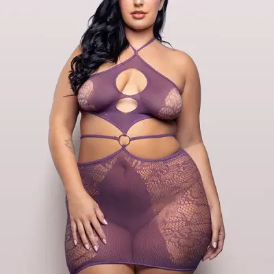 Focus on Me Cut-Out Halter Dress - Queen - Purple Wisteria