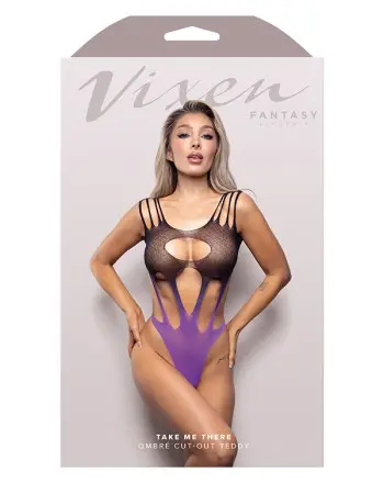 Take Me There Ombre Cut-Out Teddy - OS - Black/purple