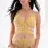 3pc Embroidered Cropped Top High Waist Garter Panty Thong and Stockings - OS - Mellow Yellow