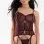 3pc Exotic Garter Corset Thong and Stockings - Os - Wild Truffle