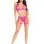 2 Pc Deep-v Lace Bra Top With Cross Back Detail and Panty With Attached Garters - Os - Magenta