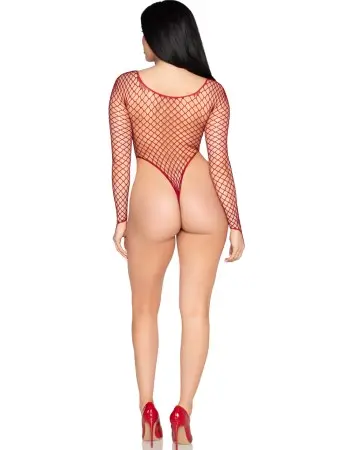 High-Cut Industrial Net Bodysuit - Os - Burgundy