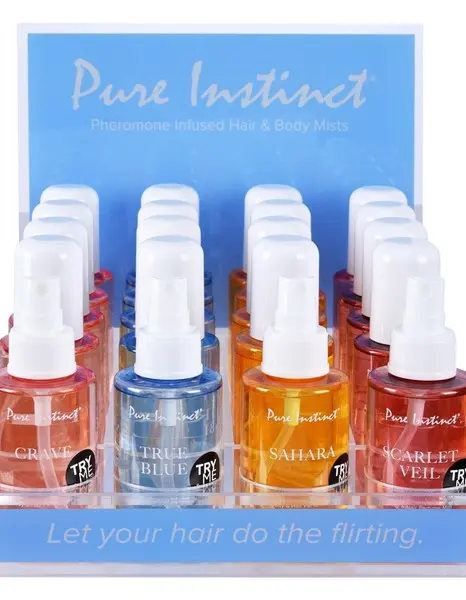 Pure Instinct Pheromone Hair and Body Mist Bundle With Testers 21pcs Acrylic Display