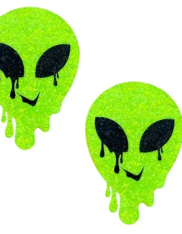 Super Sparkle Lemon Lime Blacklight Glitter Melty Alien Nipple Cover Pasties