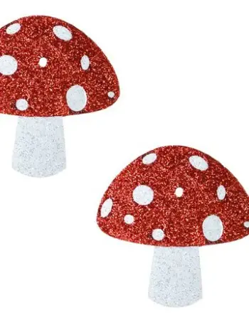 Almost Emoji Sparkly Red Shroom Nipple Cover Pasties